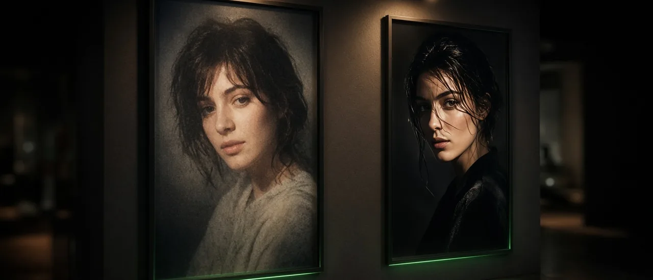 Cinematic still used as a cover for Then vs Now AI video templates including Wall Edition